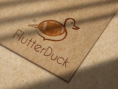 Render of cardboard with the Flutterduck logo on it
